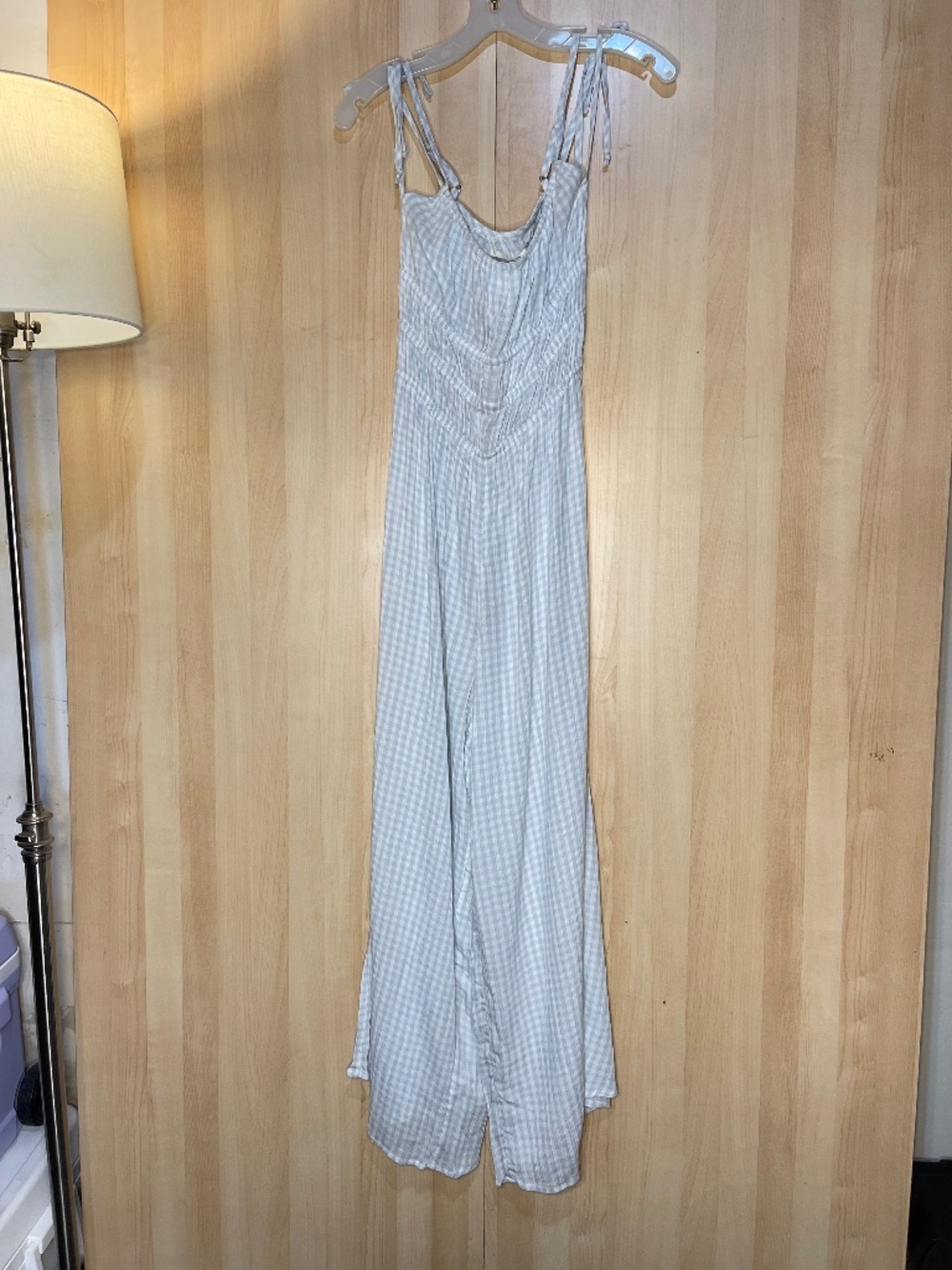 Kimchi Blue Light Blue Gingham Wide-Leg Jumpsuit